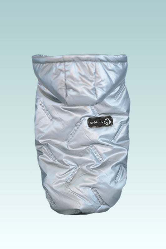 Reflective Silver Dog Winter Coat with Hood